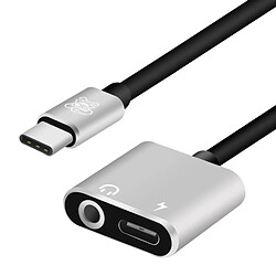 Wewoo Câble adaptateur HC-10 USB-C / Type-C + 3,5 mm vers de charge audio USB-C / Type-C Argent