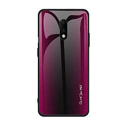 Wewoo Coque Pour OnePlus 7 étui de protection en verre dégradé de texture rose rouge