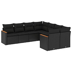 Maison Chic Salon de jardin 8 pcs avec coussins | Ensemble de Table et chaises | Mobilier d'Extérieur noir résine tressée -GKD964027