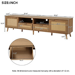 Avis ComfortXL Meuble Tv Avec Design En Rotin Authentique Et Pieds En Bois Massif