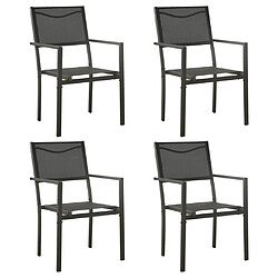 vidaXL Chaises de jardin lot de 4 Textilène et acier Noir anthracite