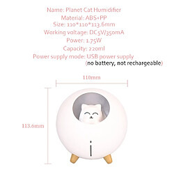 Universal Cute Pet Air Humidifier 220ml Planet Cat Ultrasonic Cool Fog Aromatic Air Oil Diffuser Romantic Color LED Light USB Humidifier |