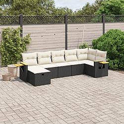 Maison Chic Ensemble Tables et chaises d'extérieur 7pcs avec coussins,Salon de jardin noir résine tressée -GKD245362