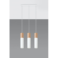 Luminaire Center Suspension Pablo Bois,acier blanc,bois naturel 3 ampoules 90cm