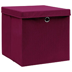 Maison Chic Lot de 10 Boîtes de rangement,Boîtes de stockage et couvercles 28x28x28cm Rouge foncé -MN553266