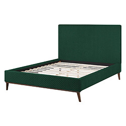 Beliani Lit double en velours vert 140x200 cm BAYONNE pas cher