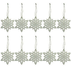 10pcs pendentifs en tissu de noël avec des flocons de neige, des ornements d’arbres de Noël, en blanc