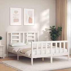 Maison Chic Cadre/structure de lit avec tête de lit pour adulte - Lit Moderne Chambre blanc 140x200 cm bois massif -MN91749