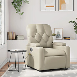 vidaXL Fauteuil inclinable de massage Crème Similicuir