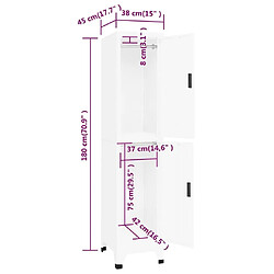 vidaXL Armoire à casiers Blanc 38x45x180 cm Acier pas cher