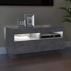 Maison Chic Meubles TV avec lumières LED - Banc TV pour salon gris béton 80x35x40 cm -MN69689 pas cher