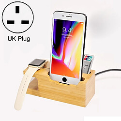 Wewoo Chargeur Base de gestion charge en bambou multi-fonction avec 3 ports USB, pour Apple Watch, iPhone, prise anglaise