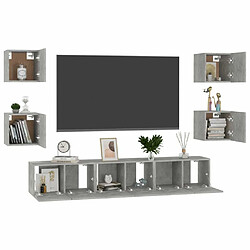 Avis Maison Chic Ensemble de meubles TV 7 pcs | Banc TV Moderne pour salon | Meuble de Rangement - Gris béton Aggloméré -MN73105