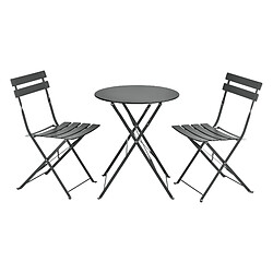 Set de Bistrot Caprile de Jardin Pliables Acier Gris Foncé [en.casa]