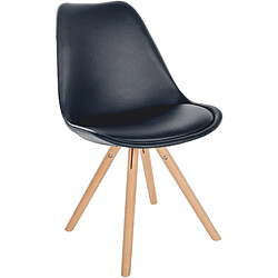 Decoshop26 Chaise de salle à manger x1 style scandinave assise en PVC noir et pieds ronds en bois clair 10_0001434