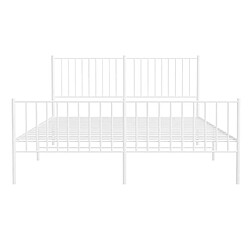 Maison Chic Lit adulte - Lit simple Cadre de lit métal avec tête de lit/pied de lit,Structure du lit Contemporain pour chambre blanc 150x200cm -MN22449 pas cher