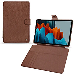 Housse cuir Samsung Galaxy Tab S7+ - Rabat portefeuille - Marron délicat ( Pantone #95614d) - NOREVE