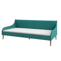 vidaXL Cadre de lit de jour avec matelas en mousse Vert Tissu