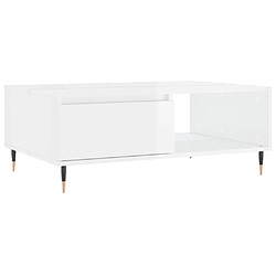 Maison Chic Table basse,Table Console Table d'appoint, Table pour salon blanc brillant 90x60x35 cm bois d'ingénierie -MN58994