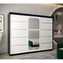 Abiks Meble Armoire PROMO V2 À Portes Coulissantes 200/250/62 3 Portes (Noir/Blanc)