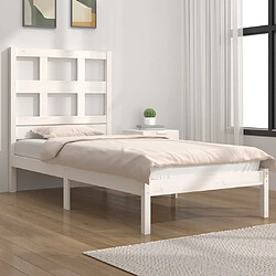 Maison Chic Lit Moderne Chambre - Cadre/structure de lit pour adulte Blanc Bois de pin massif 75x190 cm Petit simple -MN98536