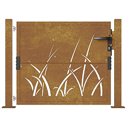 Avis vidaXL Portail de jardin 105x80 cm acier corten conception d'herbe