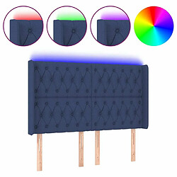 Maison Chic Tête de lit scandinave à LED,meuble de chambre Bleu 147x16x118/128 cm Tissu -MN53939