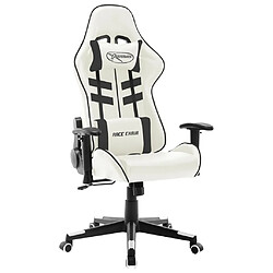 Maison Chic Chaise de jeu, Chaise gaming, Fauteuil gamer d'ordinateur,Chaise de Bureau Blanc et noir Cuir artificiel -GKD62267