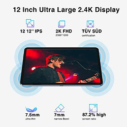 Avis NC Tablette tactile DOOGEE T20Ultra 12"IPS 2.4K 32(12+20Go)+256Go,Battery 10800mAh-7.6mm Hi-Res ultra-thin,Helio G99 Android 13-Gris