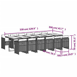 vidaXL Ensemble à manger de jardin 13 pcs coussins noir résine tressée pas cher