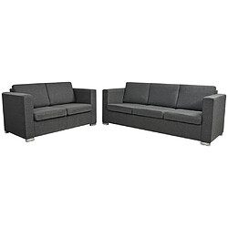 vidaXL Ensemble de canapés deux pièces Tissu Gris foncé