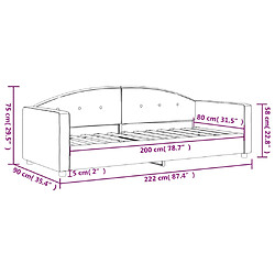 vidaXL Lit de repos sans matelas gris clair 80x200 cm velours pas cher