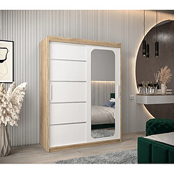 Abiks Meble Armoire PROMO V2 À Portes Coulissantes 200/150/62 2 Portes (Sonoma/Blanc)