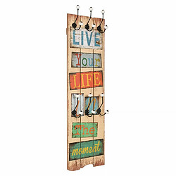 Decoshop26 Porte-manteau mural avec 6 crochets meuble d'entrée 120 x 40 cm LIVE LIFE DEC024194