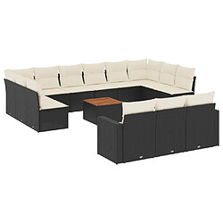 Maison Chic Salon de jardin avec coussins 14 pcs | Ensemble de Table et chaises | Mobilier d'Extérieur noir résine tressée -GKD56353