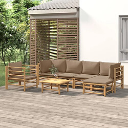 Maison Chic Salon de jardin 7 pcs + coussins - Mobilier/Meubles de jardin - Table et chaises d'extérieur taupe bambou -MN30597