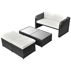 vidaXL Salon de jardin 4 pcs avec coussins Résine tressée Noir