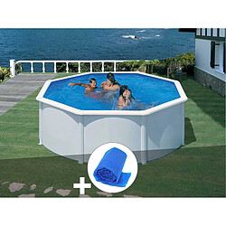 Kit piscine acier blanc Gré Fidji ronde 3,70 x 1,22 m + Bâche à bulles