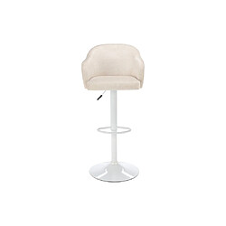 Avis Vente-Unique Lot de 2 tabourets de bar en tissu et métal - Hauteur réglable - Crème et blanc - CARSTEN