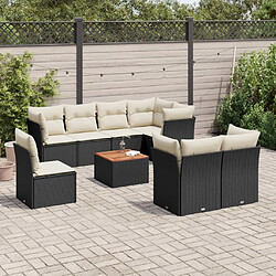 Maison Chic Salon de jardin 9 pcs avec coussins | Ensemble de Table et chaises | Mobilier d'Extérieur noir résine tressée -GKD49559