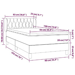 vidaXL Sommier à lattes de lit avec matelas Bleu 90x190 cm Tissu pas cher