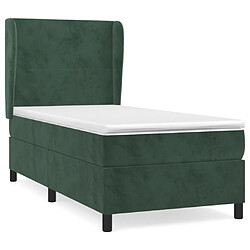 Maison Chic Lit adulte- Lit + matelas,Sommier à lattes de lit avec matelas Vert foncé 90x190 cm -GKD71258