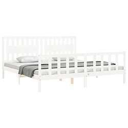 Acheter Maison Chic Lit adulte - Cadre Structure de lit avec tête de lit Contemporain blanc 200x200 cm bois massif -MN56158