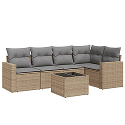 vidaXL Salon de jardin avec coussins 6 pcs beige résine tressée