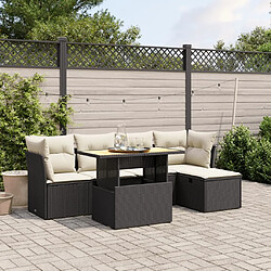 Maison Chic Ensemble Tables et chaises d'extérieur 6pcs avec coussins,Salon de jardin noir résine tressée -GKD282794