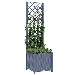 Avis Maison Chic Jardinière,Bac à fleurs avec treillis - pot de fleur Gris foncé 40x40x136 cm PP -GKD84078