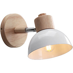 Stoex Ø15CM Applique Murale Rétro Moderne Applique Murale en Bois Et Métal Lampe Murale Simple, Angle Réglable, Pour Salon, Chambre À Coucher Blanc E27