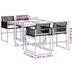 vidaXL Ensemble à manger de jardin coussins 5pcs noir résine tressée pas cher