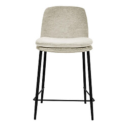 Acheter Moloo NOLAN-Tabouret de bar en tissu chenillé Ecru et métal noir mat (x2)