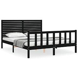 Maison Chic Cadre/structure de lit avec tête de lit pour adulte - Lit Moderne Chambre noir King Size bois massif -MN84272